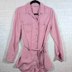Pink Button-Up Shirt with Belt